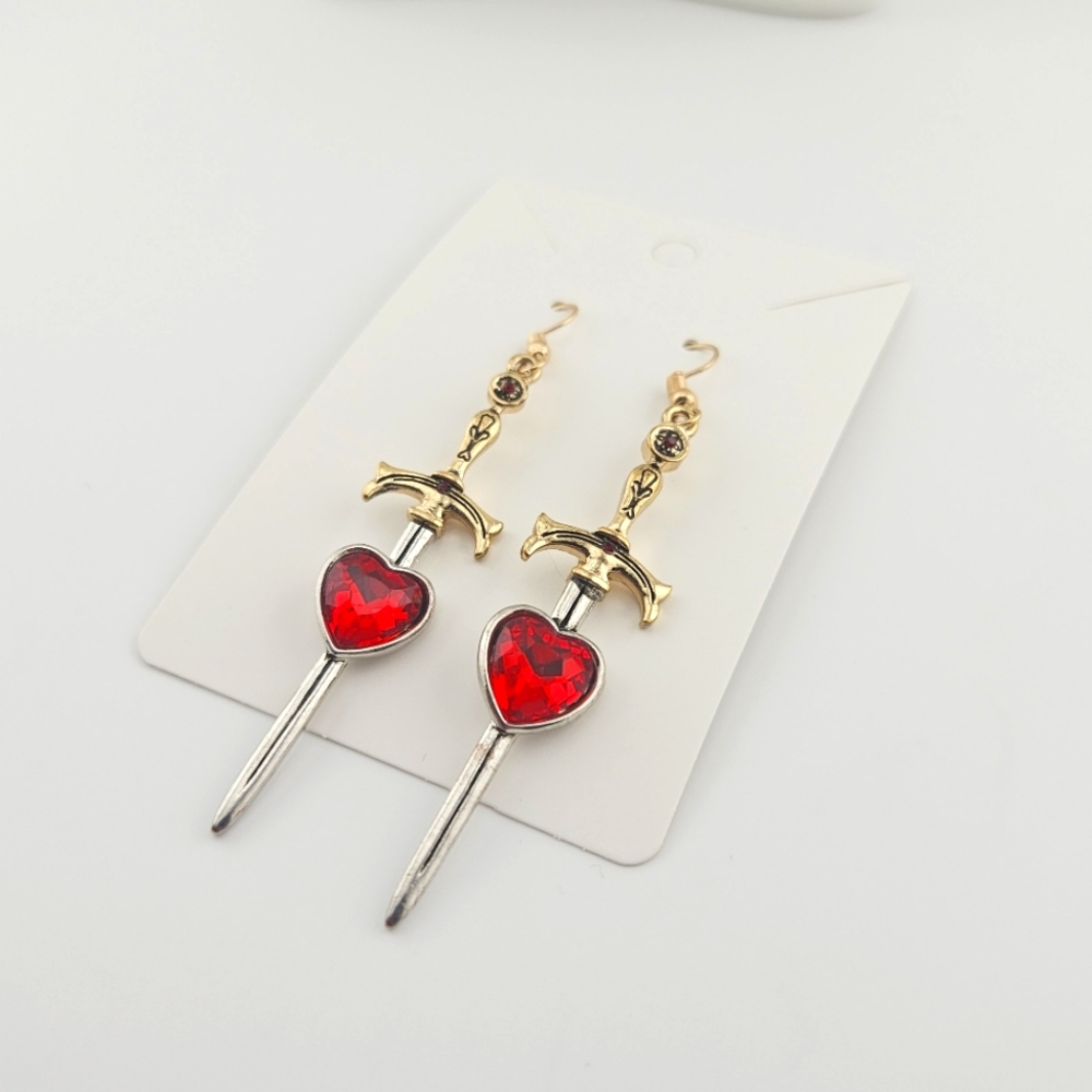 Tog Inspired Aelin "Fireheart" Sword Earrings Gold and Silver Tone
